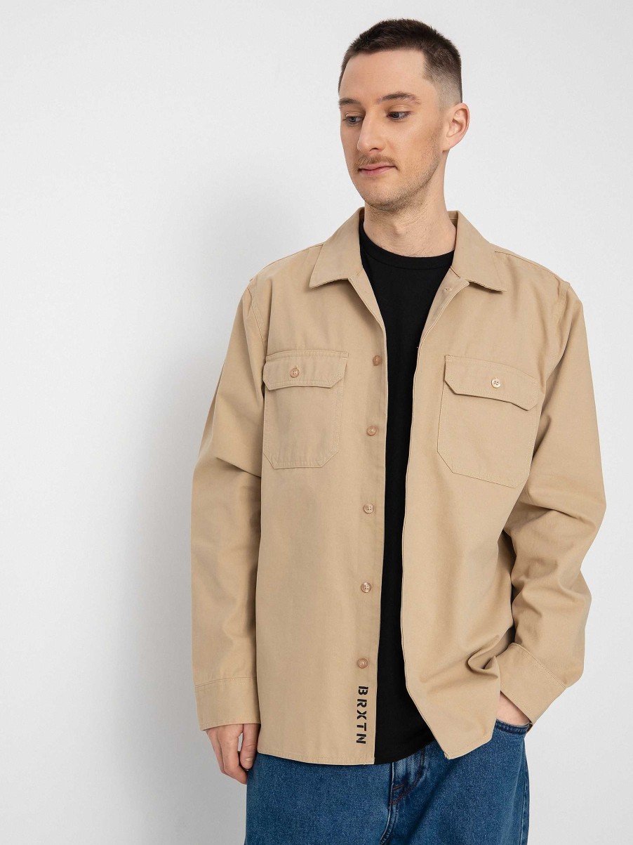 Clothing Brixton Shirts | Brixton Bowery Surplus Overshirt Ls Shirt Brown