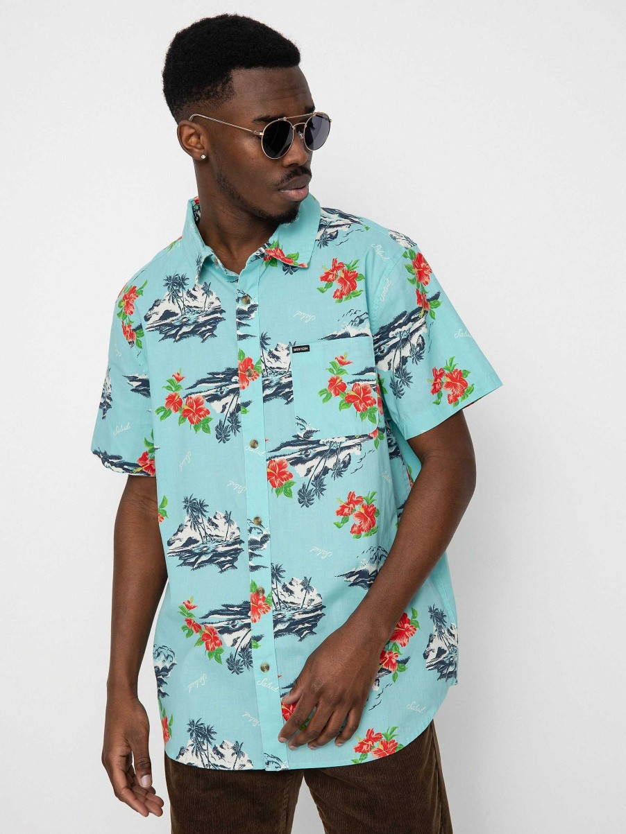 Clothing Brixton Shirts | Brixton Charter Print Shirt Blue