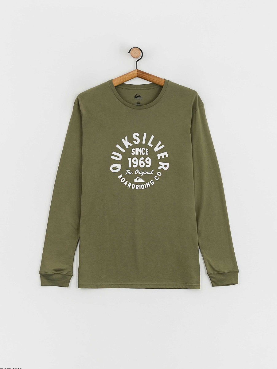 Clothing Quiksilver Longsleeves | Quiksilver Circled Script Front Longsleeve Green