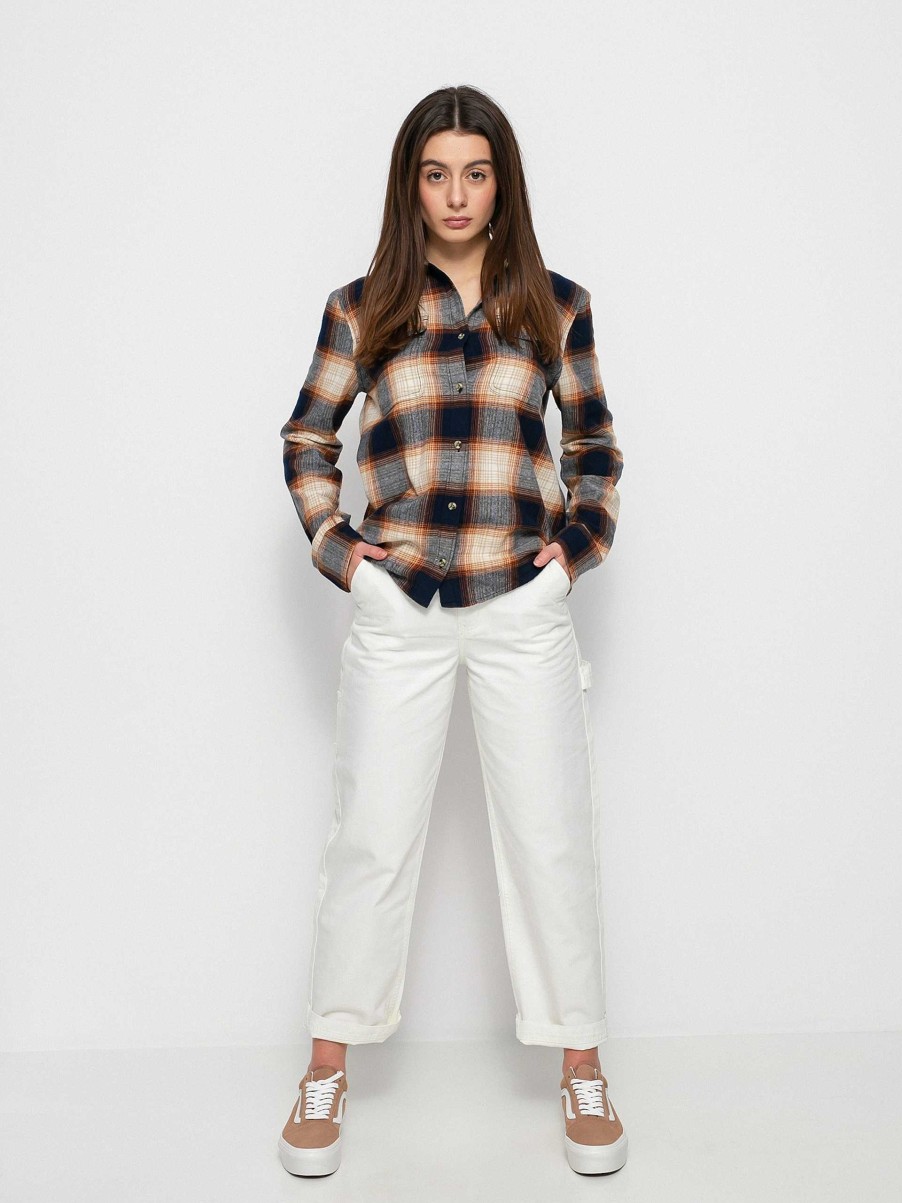 Clothing Brixton Shirts | Brixton Bowery Stt Flannel Ls Shirt Wmn Navy Blue