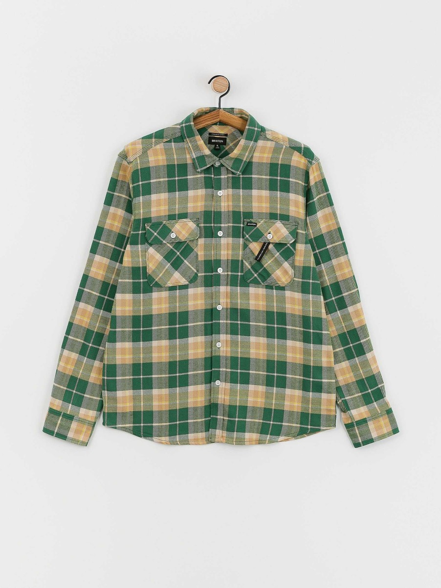 Clothing Brixton Shirts | Brixton Bowery Flannel Ls Shirt Green