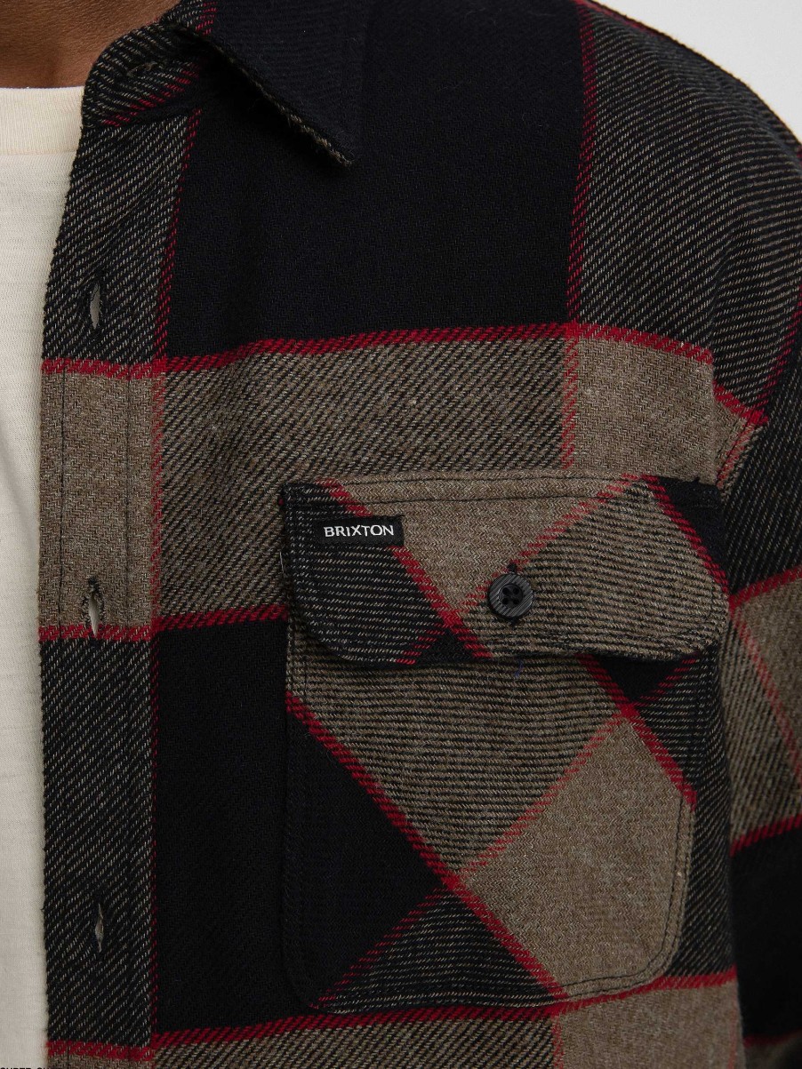 Clothing Brixton Shirts | Brixton Bowery Flannel Ls Shirt Grey